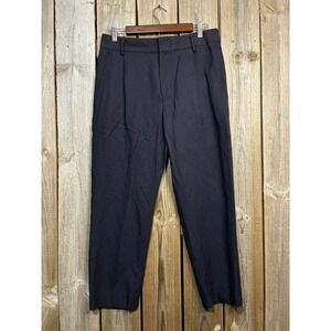 Vince Navy Blue Linen Blend Pleated Tapered Trousers Pants V3867-21323 Size 10
